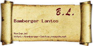 Bamberger Lantos névjegykártya